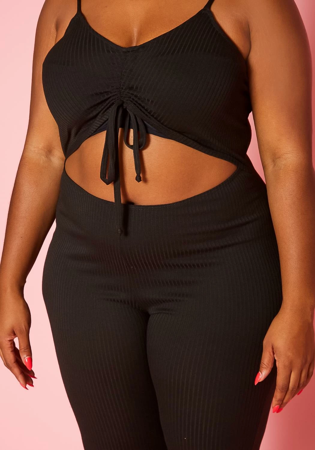 Asoph Plus Size Ribbed Knit Cut Out Jumpsuit 5 Asoph Plus Size Ribbed Knit Cut Out Jumpsuit - Image 5
