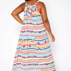 Asoph Plus Size Floral Striped Maxi Flare Dress -Radiant Drape Sales 2018242 128 3
