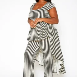 Asoph Plus Size Striped Cape Flare Jumpsuit -Radiant Drape Sales 2018244 271 1