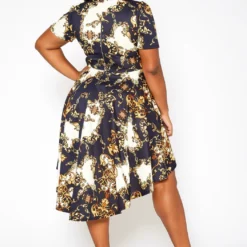 Asoph Plus Size Brocade Print High Low Flare Dress -Radiant Drape Sales 2018246 001 3