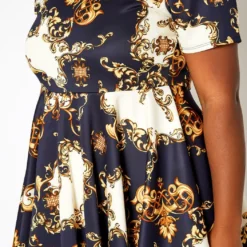 Asoph Plus Size Brocade Print High Low Flare Dress -Radiant Drape Sales 2018246 001 4