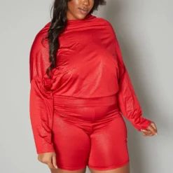 Plus Size Dolman Long Sleeve Romper