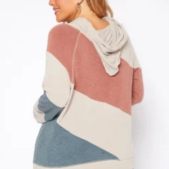 Asoph Plus Size Soft Hooded Color Splice Sweater -Radiant Drape Sales 2018259 118 3