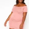 Asoph Plus Size Basic Off Shoulder Bodycon Mini Dress