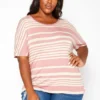 Asoph Plus Size Striped Relaxed Fit Top