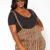 Asoph Plus Size Greek Key Print Overall Shorts