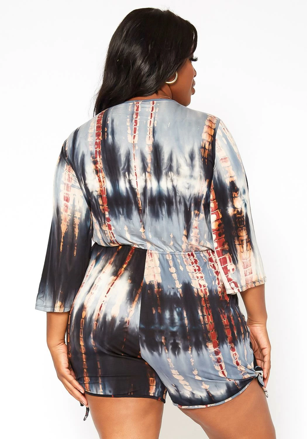 Asoph Plus Size Tie Dye Long Sleeve Romper 4 Asoph Plus Size Tie Dye Long Sleeve Romper - Image 4