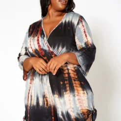 Asoph Plus Size Tie Dye Long Sleeve Romper