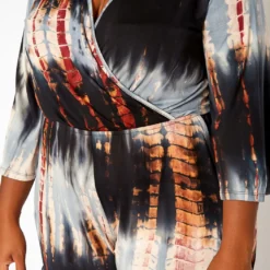 Asoph Plus Size Tie Dye Long Sleeve Romper 9 Asoph Plus Size Tie Dye Long Sleeve Romper -Radiant Drape Sales 2018340 001 4