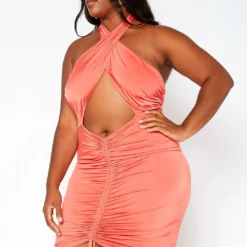 Asoph Plus Size Halter Neck Ruched Bodycon Mini Dress 7 Asoph Plus Size Halter Neck Ruched Bodycon Mini Dress -Radiant Drape Sales 2018349 109 2