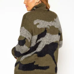 Asoph Plus Size Camo Print Funnel Neck Sweater -Radiant Drape Sales 2018354 354 3