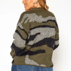 Asoph Plus Size Camo Print Fuzzy Knit Cardigan -Radiant Drape Sales 2018355 354 2