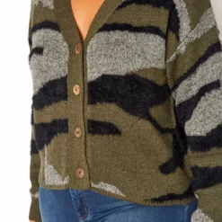 Asoph Plus Size Camo Print Fuzzy Knit Cardigan -Radiant Drape Sales 2018355 354 4