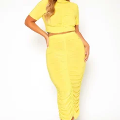 Asoph Plus Size Ruched Design Two Piece Set