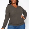 Plus Size Waffle Knit V Neck Top