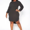 Asoph Plus Size High Low Basic Knit Dress