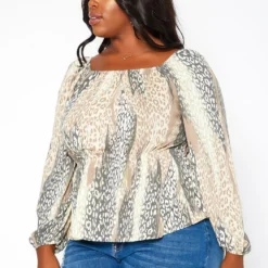 Asoph Plus Size Leopard Print Peplum Top -Radiant Drape Sales 2018412 001 2