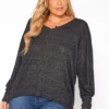 Plus Size Basic V Neck Knit Sweater
