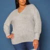 Plus Size Basic V Neck Knit Sweater