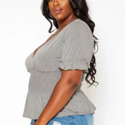 Asoph Plus Size Smocked V Neck Top -Radiant Drape Sales 2018418 108 2