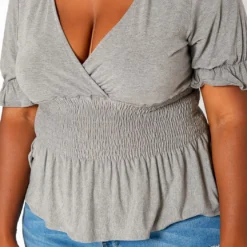 Asoph Plus Size Smocked V Neck Top -Radiant Drape Sales 2018418 108 4