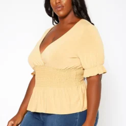 Asoph Plus Size Smocked V Neck Top -Radiant Drape Sales 2018418 159 2