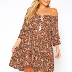Asoph Plus Size Vintage Floral Print Mini Dress