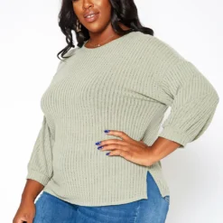 Asoph Plus Size Waffle Knit Open Back Sweater -Radiant Drape Sales 2018421 125 2