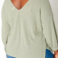 Asoph Plus Size Waffle Knit Open Back Sweater -Radiant Drape Sales 2018421 125 4