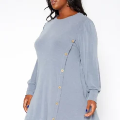Asoph Plus Size Button Hem Flare Mini Dress 7 Asoph Plus Size Button Hem Flare Mini Dress -Radiant Drape Sales 2018424 285 2