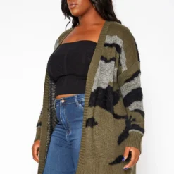 Asoph Plus Size Camo Print Knit Cardigan -Radiant Drape Sales 2018426 354 3
