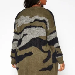 Asoph Plus Size Camo Print Knit Cardigan -Radiant Drape Sales 2018426 354 4
