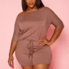Asoph Plus Size Off Shoulder Lounge Romper