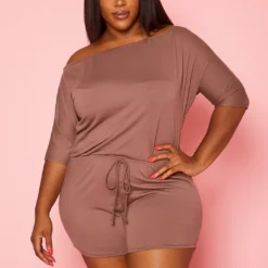 Asoph Plus Size Off Shoulder Lounge Romper