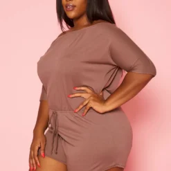 Asoph Plus Size Off Shoulder Lounge Romper -Radiant Drape Sales 2018435 002 3