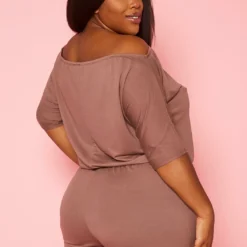 Asoph Plus Size Off Shoulder Lounge Romper -Radiant Drape Sales 2018435 002 4