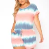 Asoph Plus Size Gradient Tie Dye Lounge Romper