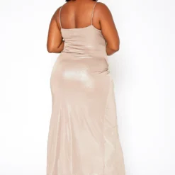 Asoph Plus Size Champagne Shimmer Split Hem Maxi Dress -Radiant Drape Sales 2018460 146 3