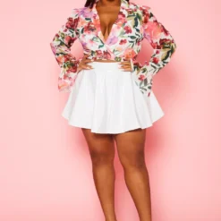 Asoph Plus Size PU Leather Circle Mini Skirt