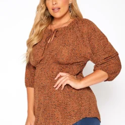 Asoph Plus Size Dainty Leopard Print Flare Top -Radiant Drape Sales 2018483 106 1