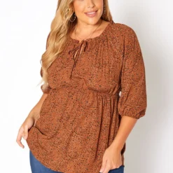 Asoph Plus Size Dainty Leopard Print Flare Top