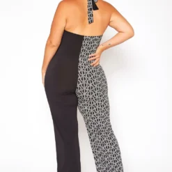 Asoph Plus Size Print Splice Halter Neck Jumpsuit -Radiant Drape Sales 2018501 172 3
