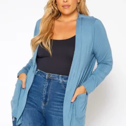 Asoph Plus Size Casual Open Front Cardigan