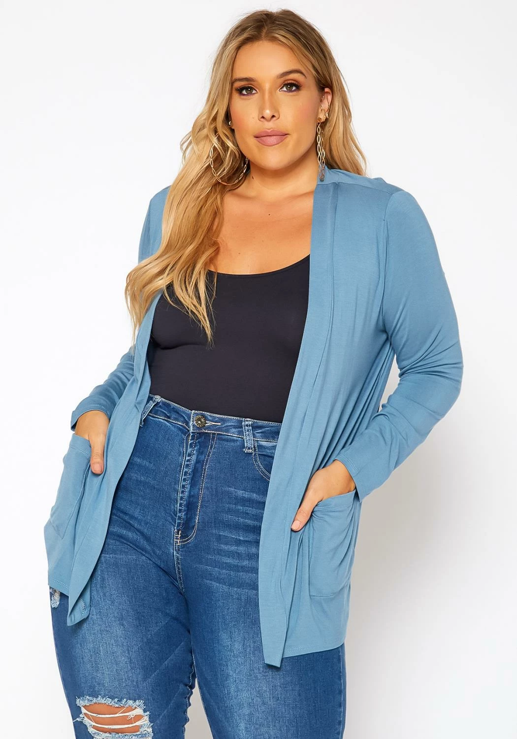 Asoph Plus Size Casual Open Front Cardigan 1 Asoph Plus Size Casual Open Front Cardigan