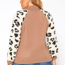 Asoph Plus Size Leopard Print Waffle Knit Sweater -Radiant Drape Sales 2018506 190 3