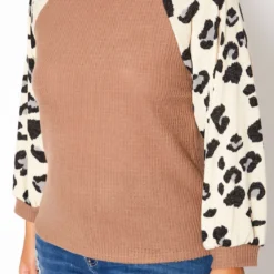 Asoph Plus Size Leopard Print Waffle Knit Sweater -Radiant Drape Sales 2018506 190 4