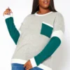Asoph Plus Size Color Block Knit Sweater