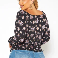 Asoph Plus Size Floral Print Smocked V Neck Top -Radiant Drape Sales 2018580 001 3