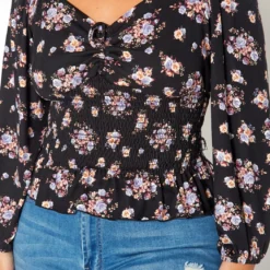 Asoph Plus Size Floral Print Smocked V Neck Top -Radiant Drape Sales 2018580 001 4