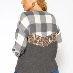 Asoph Plus Size Pattern Splice Knit Sweater -Radiant Drape Sales 2018584 107 3